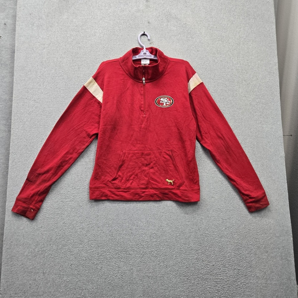 San Francisco 49ers Women Sweatshirt M Red PINK Victoria's Secret Bling Sequins